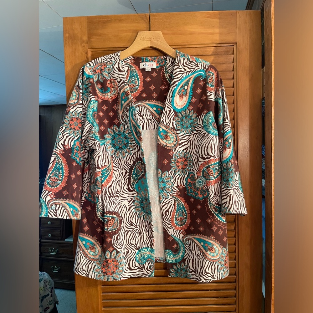 Denim&Co Multicolor Paisley and Zebra Print Jacket